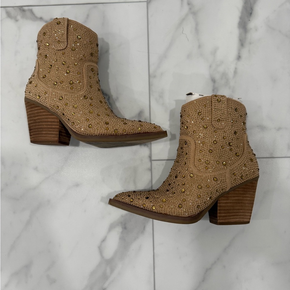 Studded Tan Ankle Boots